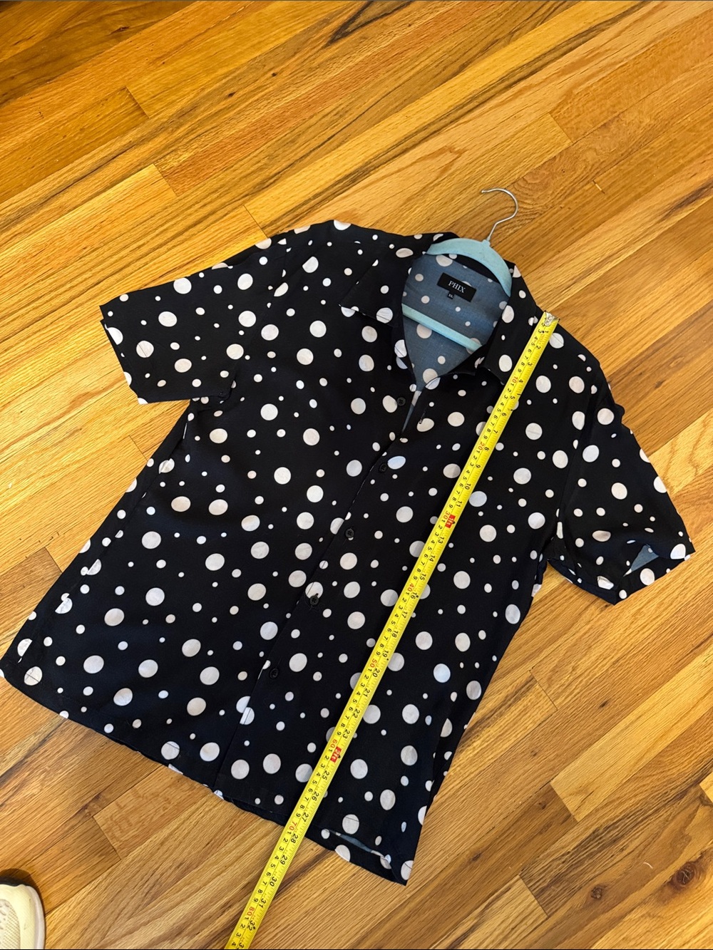 Black & White Polka Dot Short-Sleeve Shirt, Slim fit, XL - Picture 6 of 11